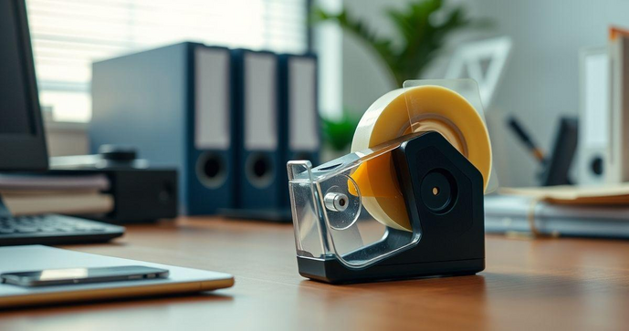 Dispensador de fita gomada é a solução ideal para organização e praticidade Dispensador de fita gomada é a solução ideal para organização e praticidade