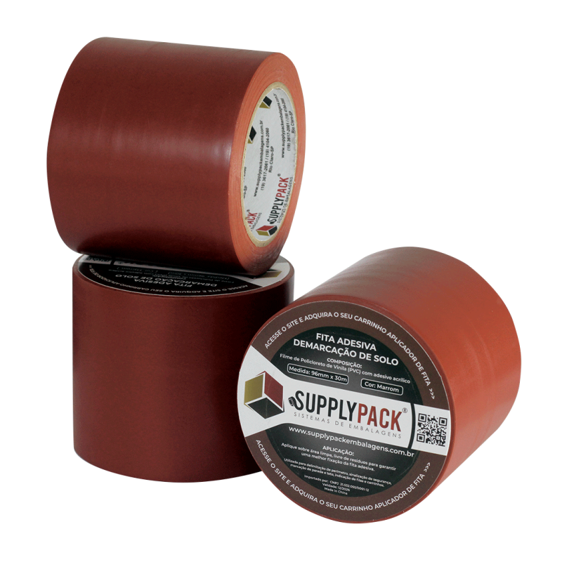 Fita Adesiva de Demarcação de Solo 100mm X 30m - Marrom Supplypack