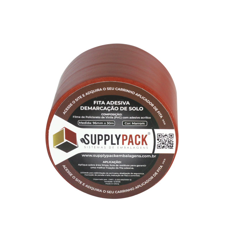 Fita Adesiva de Demarcação de Solo 100mm X 30m - Marrom Supplypack