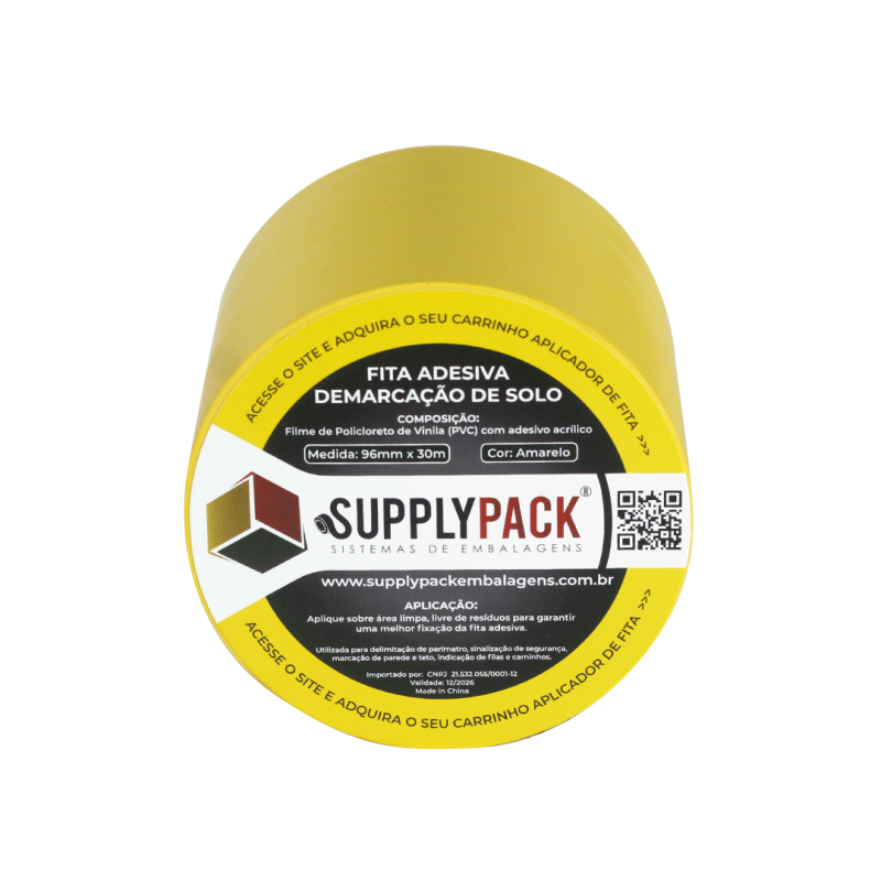 Fita Adesiva de Demarcação de Solo 96mm X 30m - Amarela Supplypack