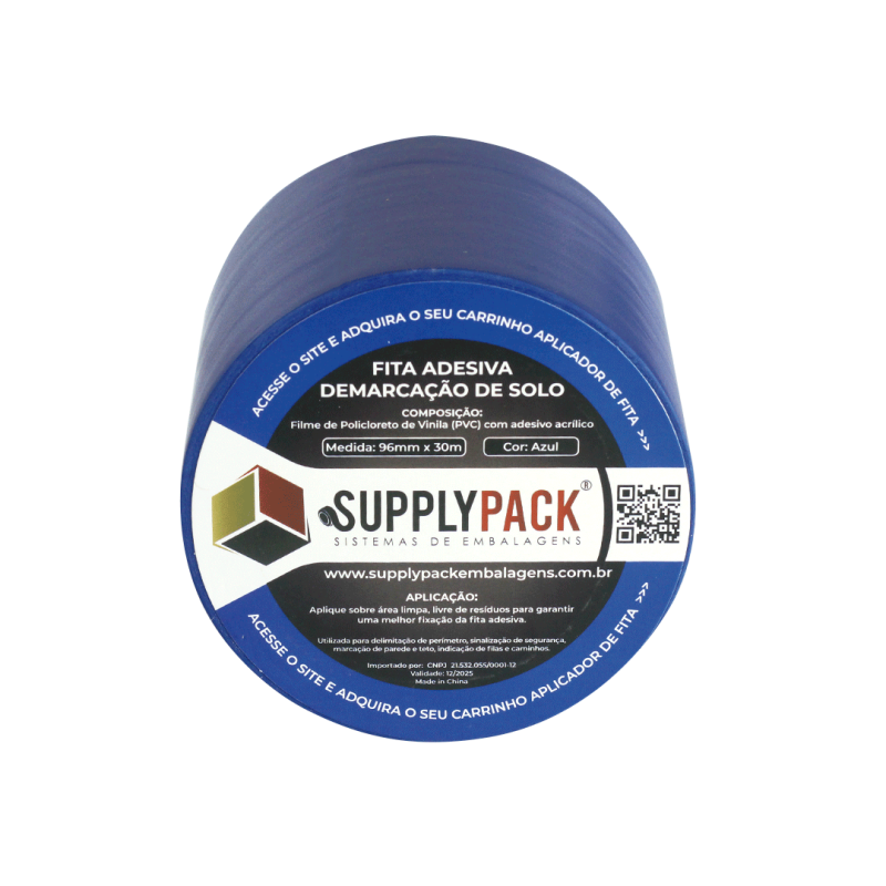 Fita Adesiva de Demarcação de Solo 96mm X 30m - Azul Supplypack