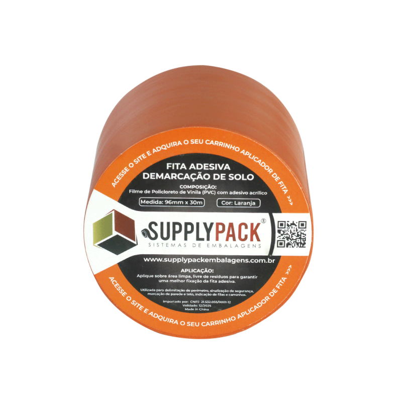 Fita Adesiva de Demarcação de Solo 96mm X 30m - Laranja Supplypack