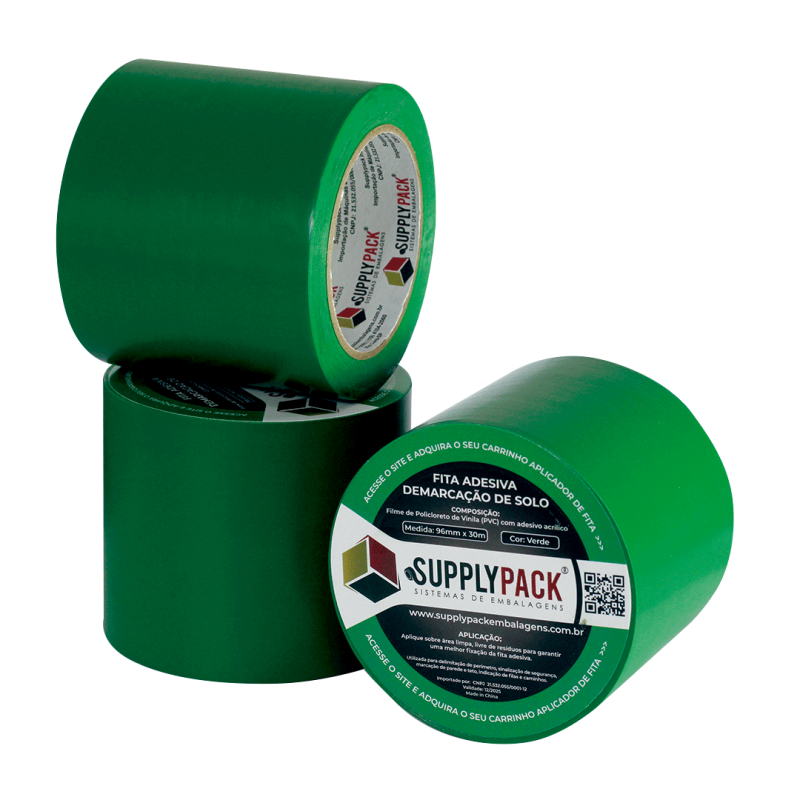 Fita Adesiva de Demarcação de Solo 96mm X 30m - Verde Supplypack