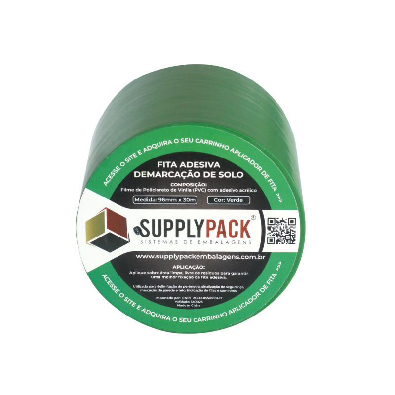 Fita Adesiva de Demarcação de Solo 96mm X 30m - Verde Supplypack