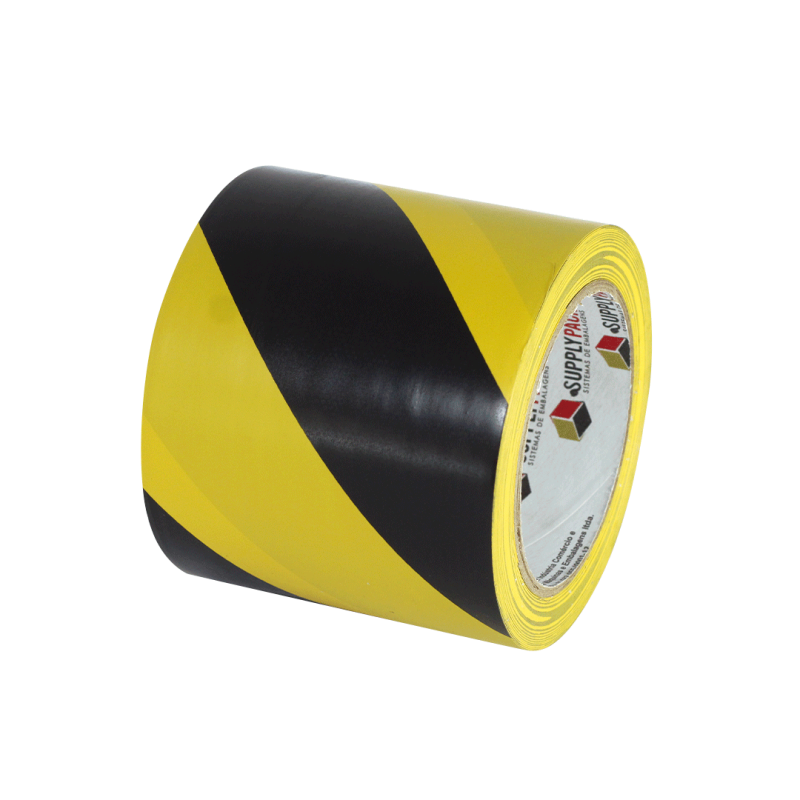Fita Adesiva de Demarcação de Solo 96mm X 30m - Zebrada Amarelo/Preto Supplypack