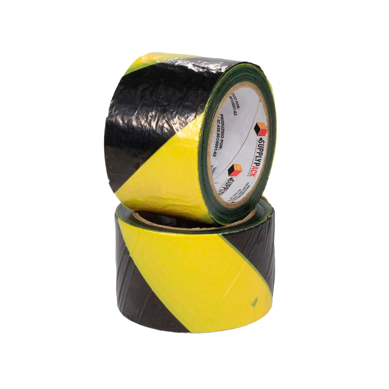 Fita de Sinalização Segurança e Isolamento 70mm X 200m Zebrada Amarela/Preta