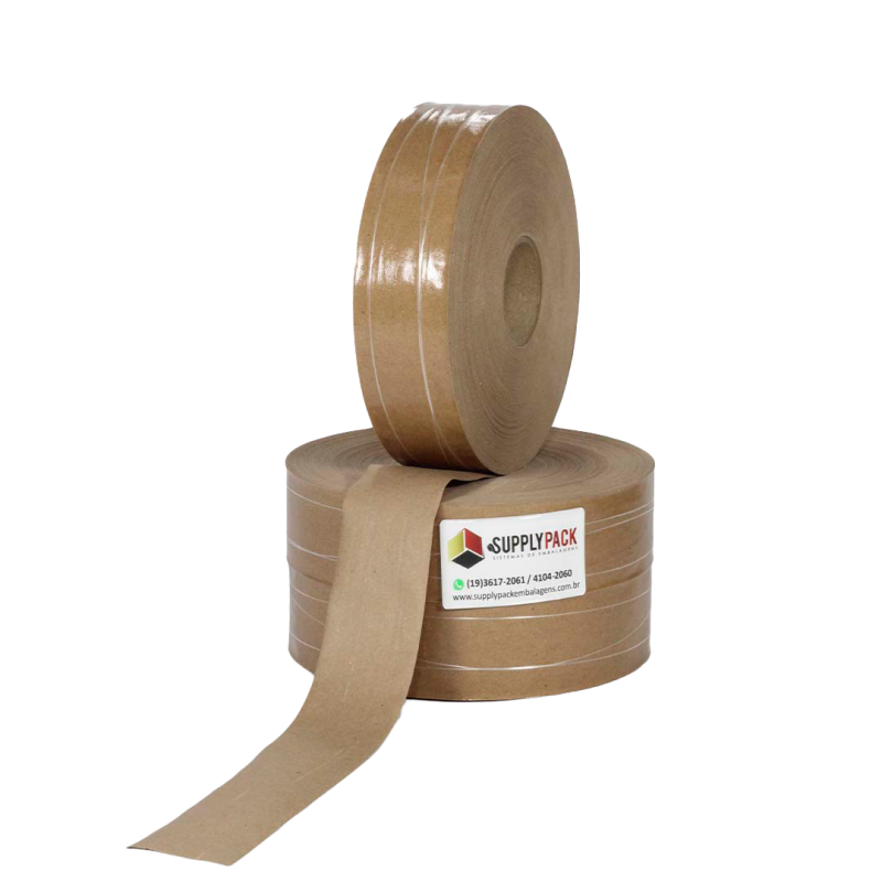 Fita Gomada com Reforco 50mm Rolo c/ aprox. 1,25 kg Supplypack